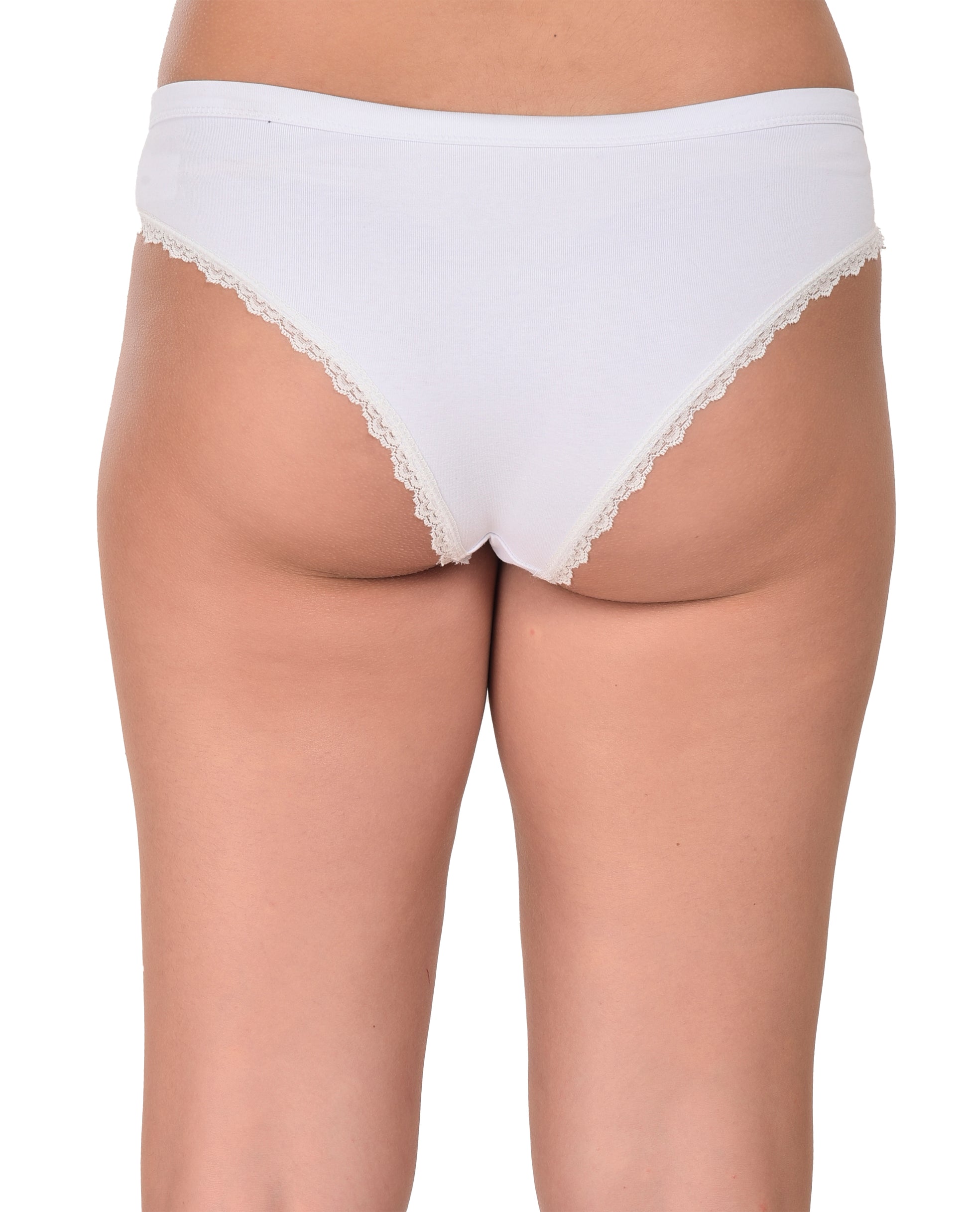 Women’s Cotton Bikini Panties with Lace Trim – Pack of 3 Multi-Color Set