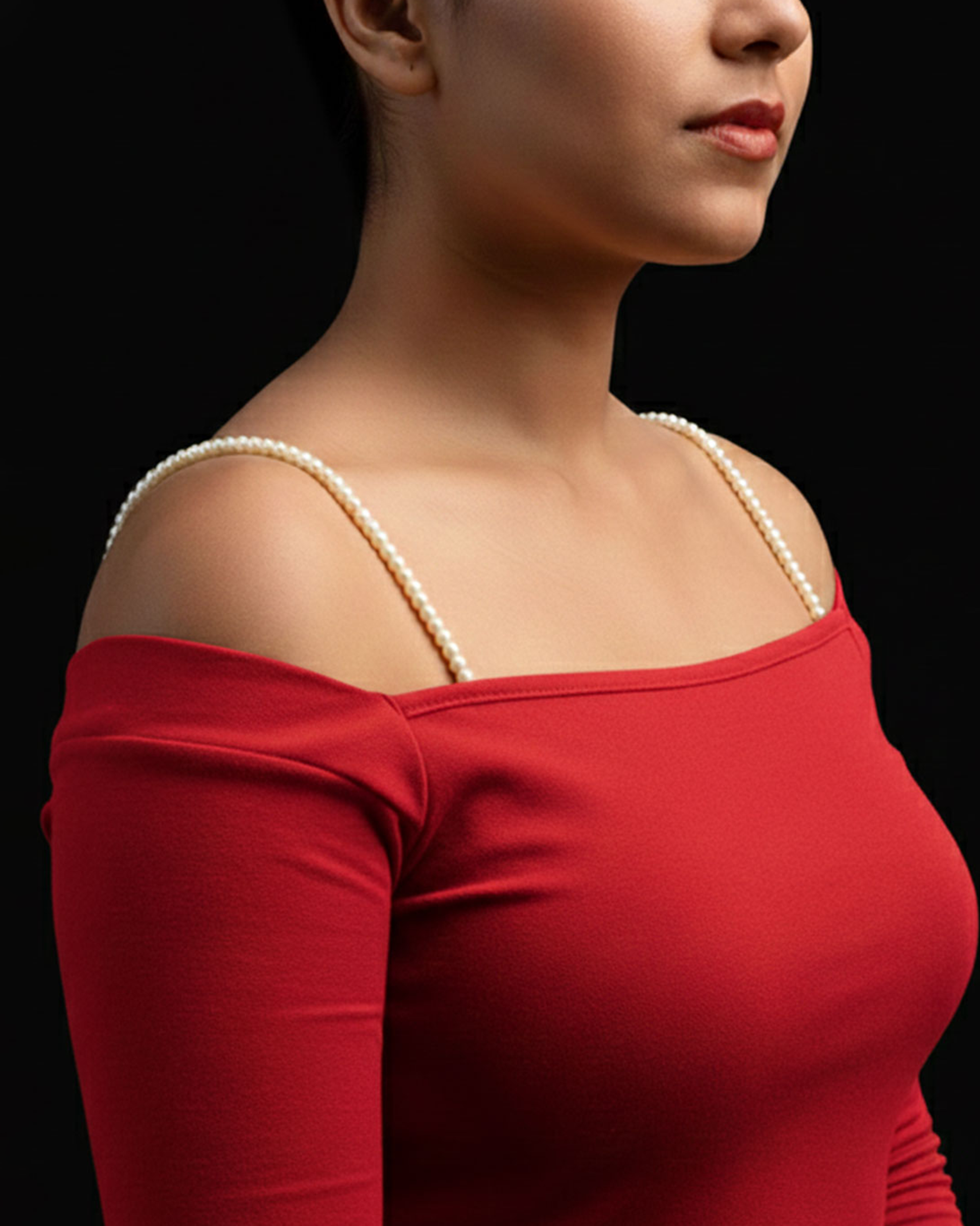 Black Gloss Beaded Bra Strap