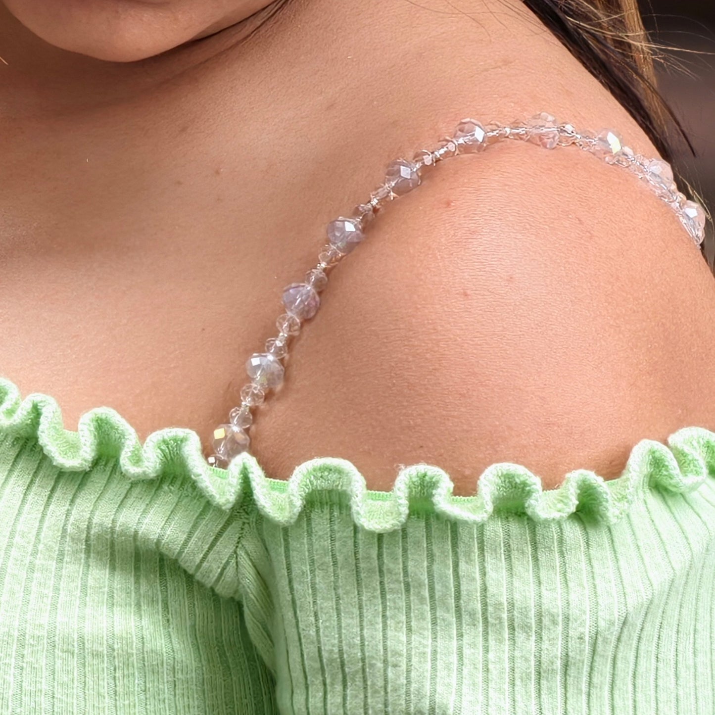 transparent beaded bra straps