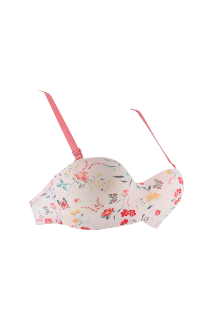 Beachwear Peach Flower Print Padded Bra