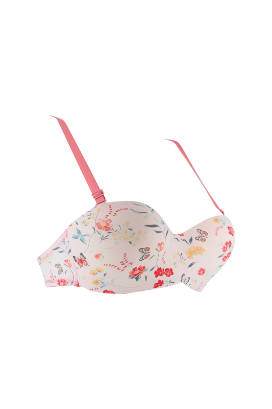 Beachwear Peach Flower Print Padded Bra