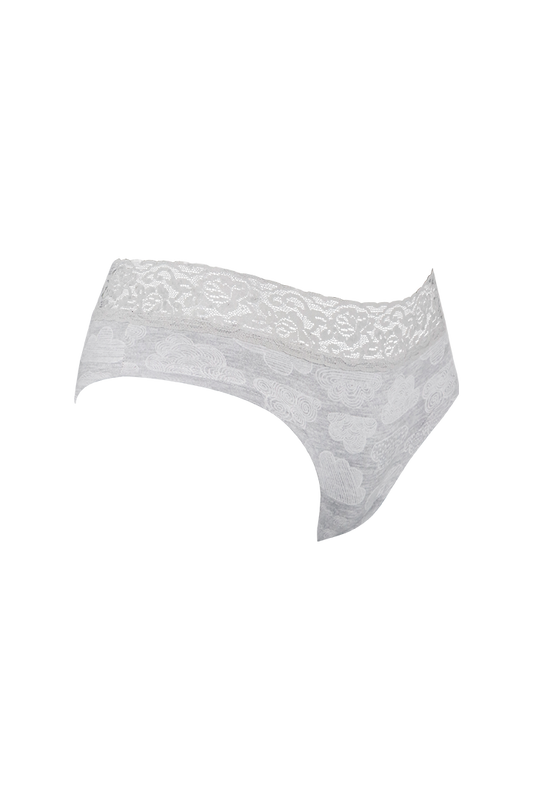 Women Printed White Lace Panty