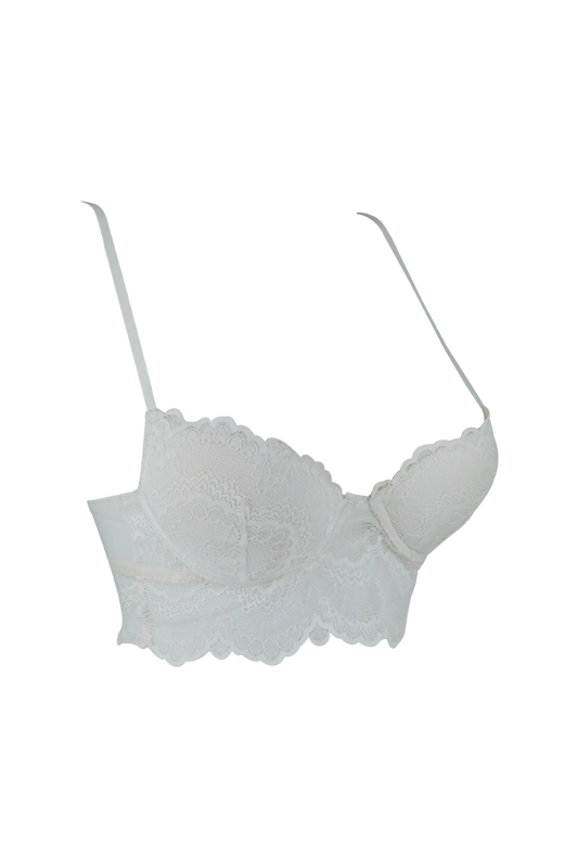 Ladies White Embroidered Lace Bralette