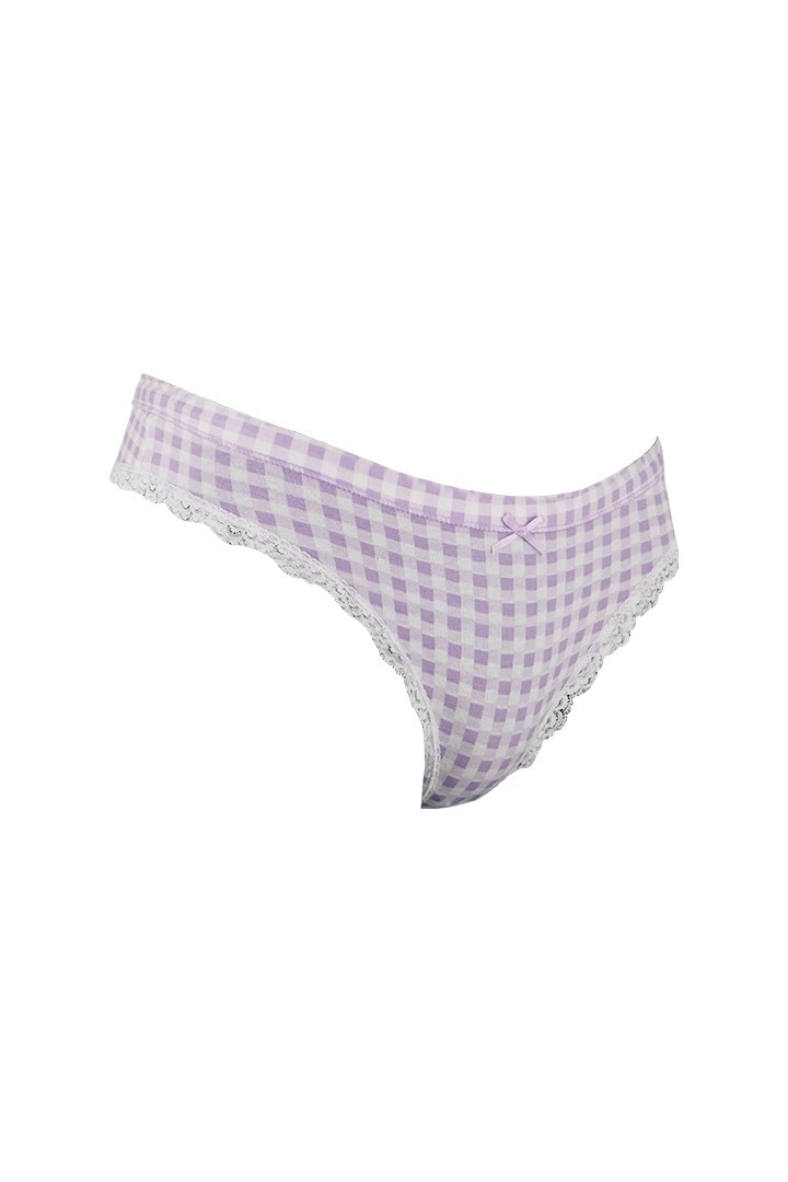 Purple and White Lines Printed Low Rise Panty