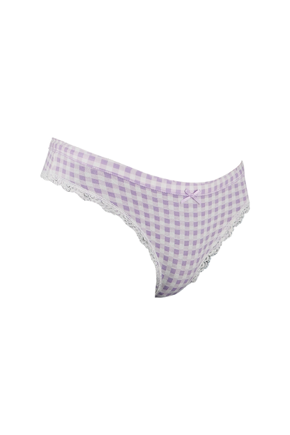 Purple and White Lines Printed Low Rise Panty