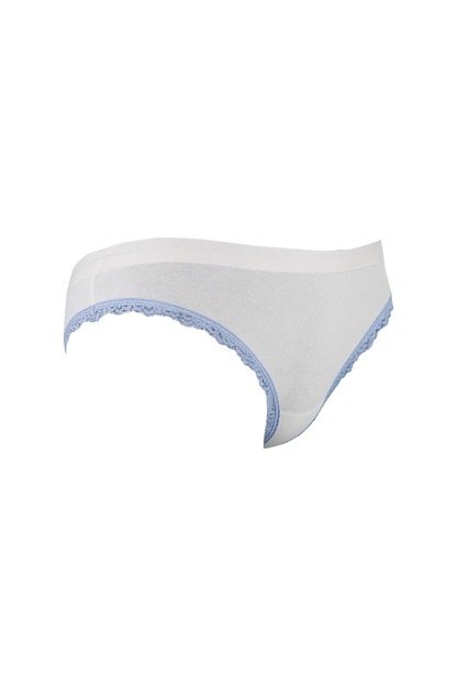 White Plain Blue Lace Cotton Panty