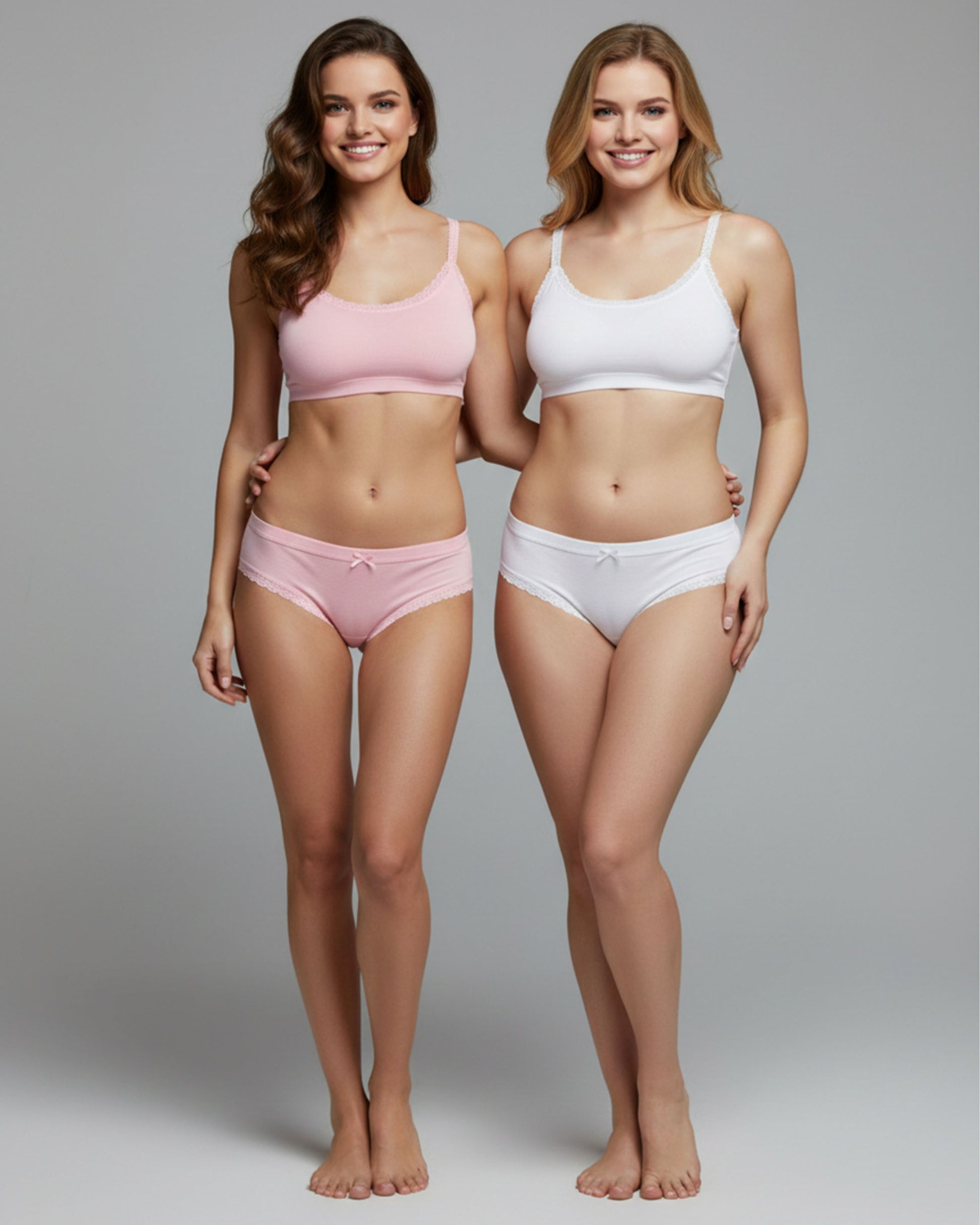 Sheluxe Pack of 2 Cotton Briefs for Women Mid Rise White Pink Panty