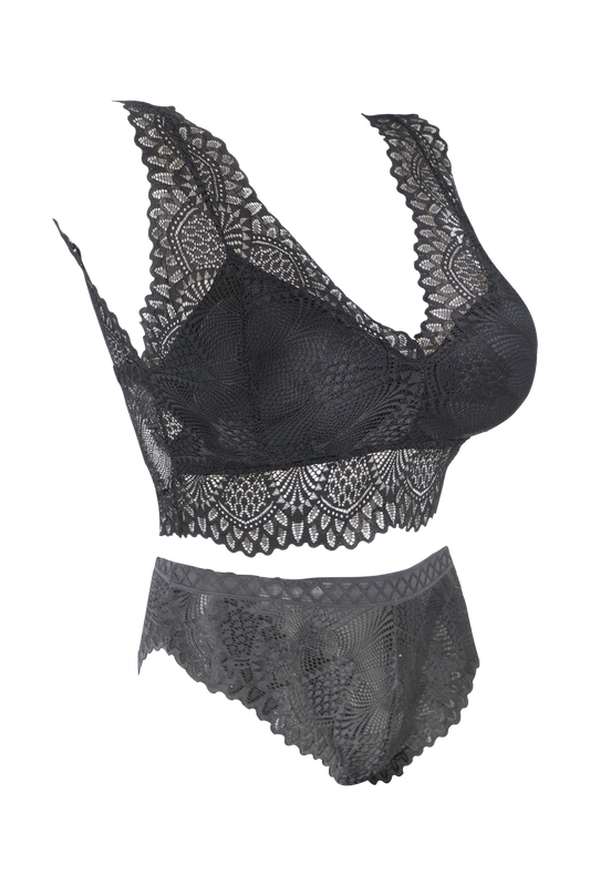 Women Print With Net Bra and Panty Set