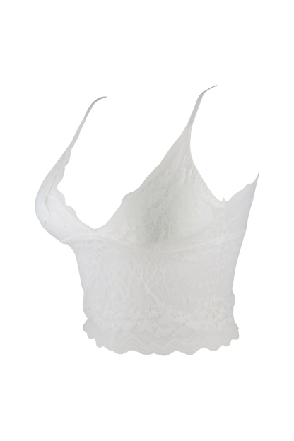 Cross Back Lace Camisole White Top