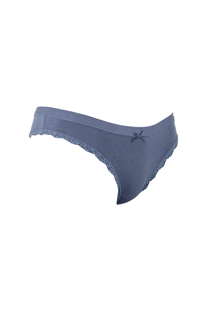 Women Cotton Blue Plain Low Rise Panty