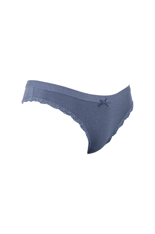 Women Cotton Blue Plain Low Rise Panty