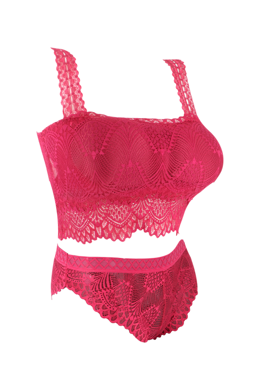 Women's Thin Shoulder Strap Net Lingerie Set