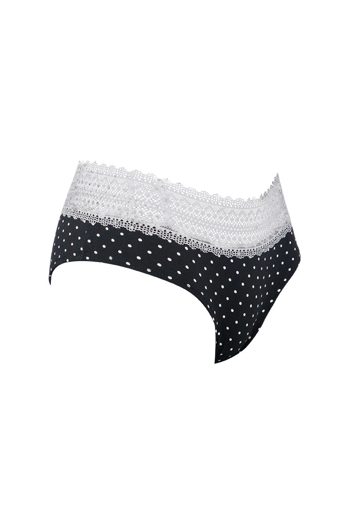 Women Polka Dot With White Lace Panty