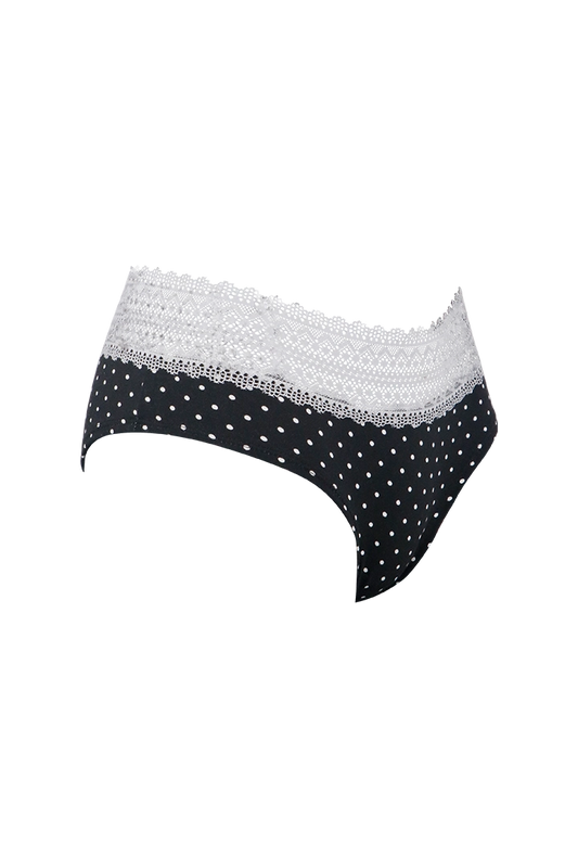 Women Polka Dot With White Lace Panty