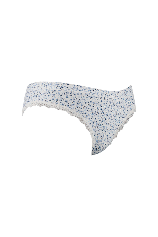 White Printed Cotton Low Rise Panty