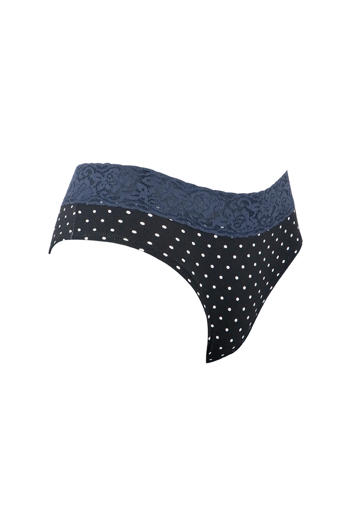 Women Polka Dot with Blue Lace Panty