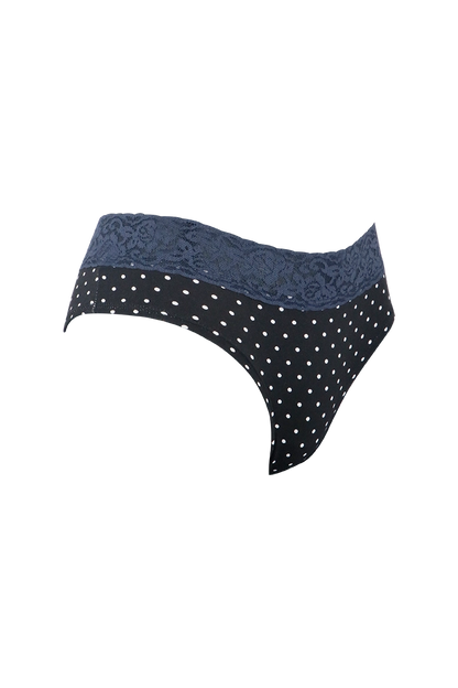 Women Polka Dot with Blue Lace Panty