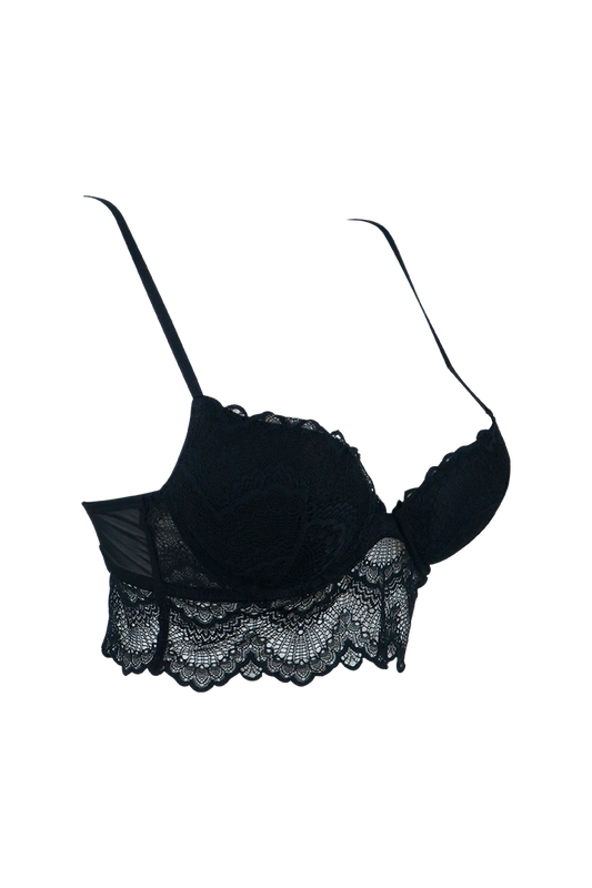 Ladies Black Lace Long Bralette