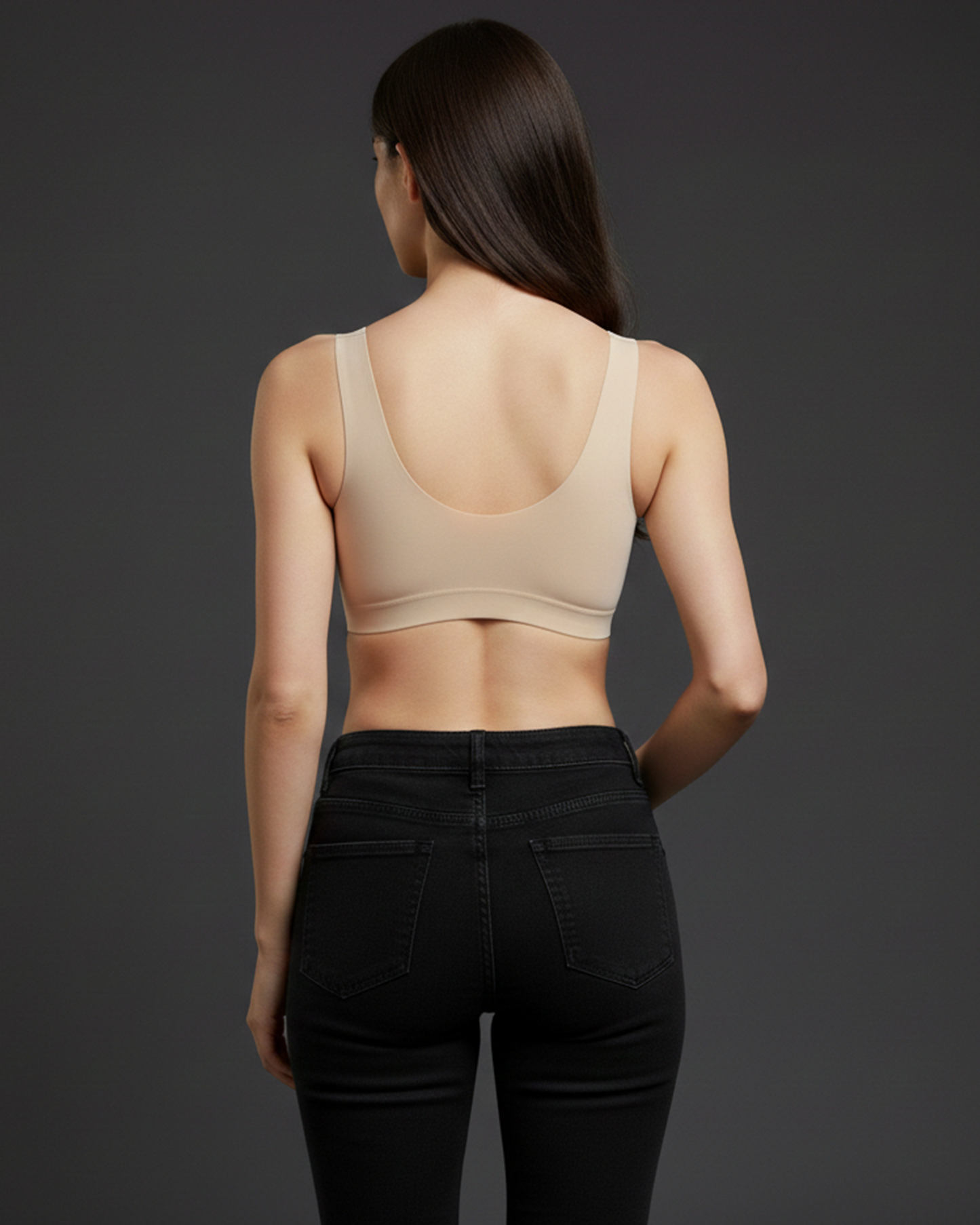 Pack of 3 Beige, White & Black Lightly Padded Seamless Full Coverage Non Wired Polyester Sports Bra