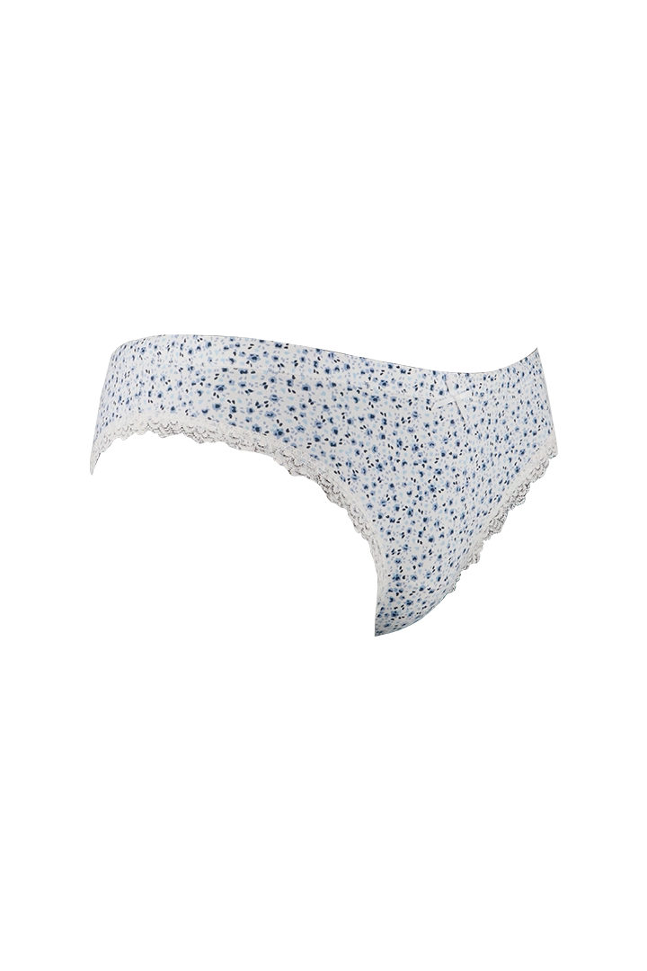 White Printed Cotton Low Rise Panty