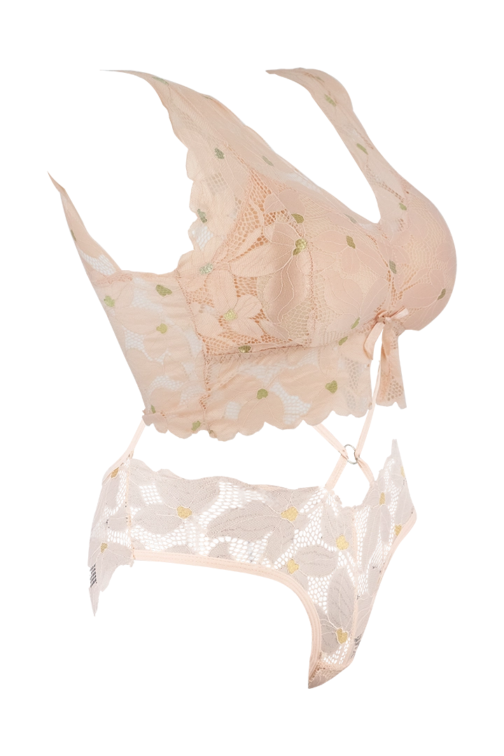 Women Floral Print With Net Lingerie Set