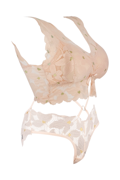 Women Floral Print With Net Lingerie Set