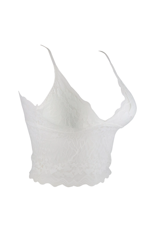 Cross Back Lace Camisole White Top