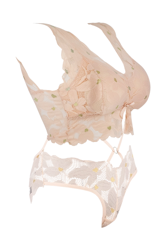 Women Floral Print With Net Lingerie Set