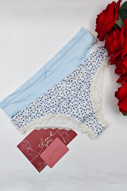 Women Printed & Plain With Lace Panty