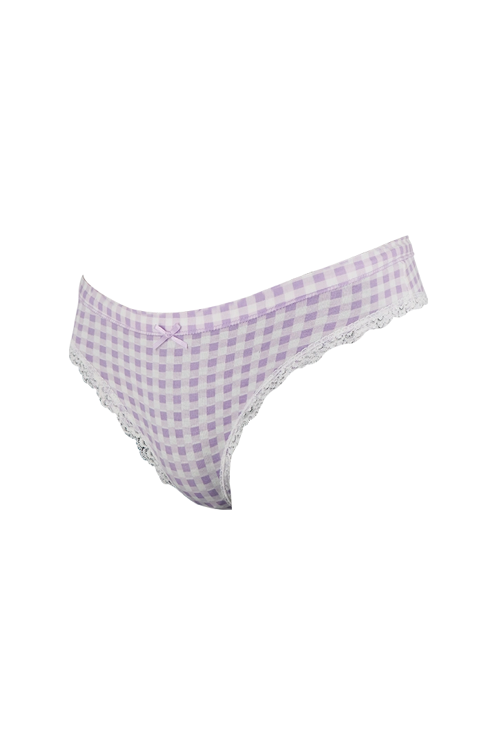 Purple and White Lines Printed Low Rise Panty