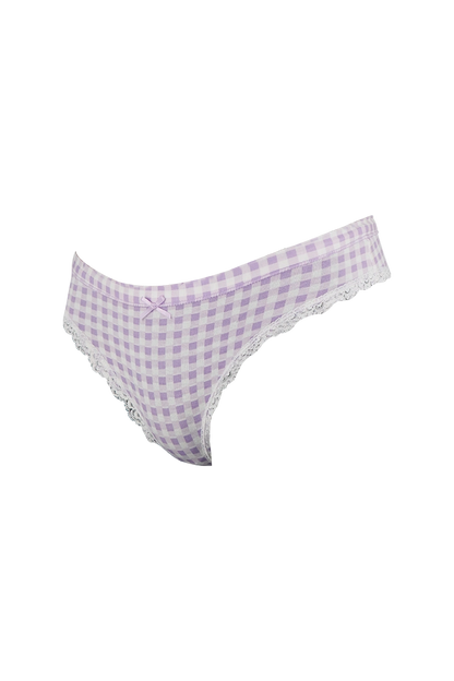 Purple and White Lines Printed Low Rise Panty