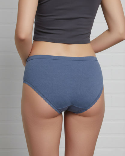 Sheluxe Pack of 2 Cotton Panty for Women Dark Blue Purple Mid Rise Briefs