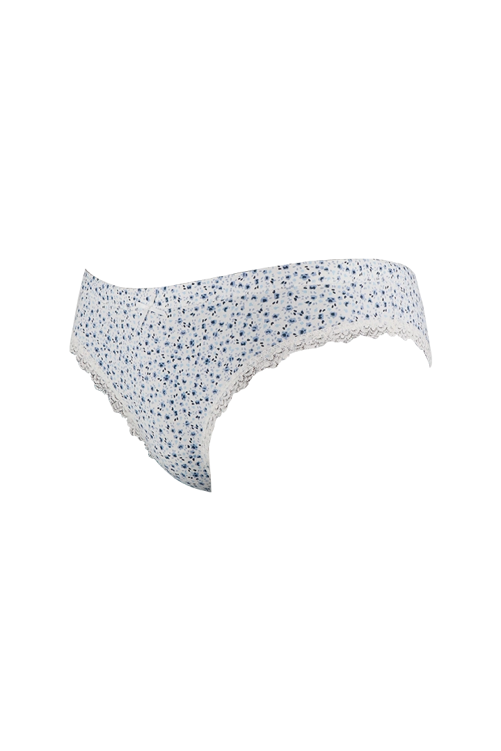 White Printed Cotton Low Rise Panty