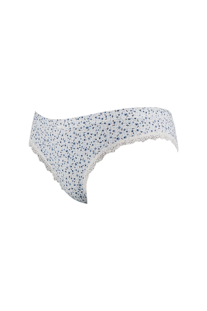 White Printed Cotton Low Rise Panty