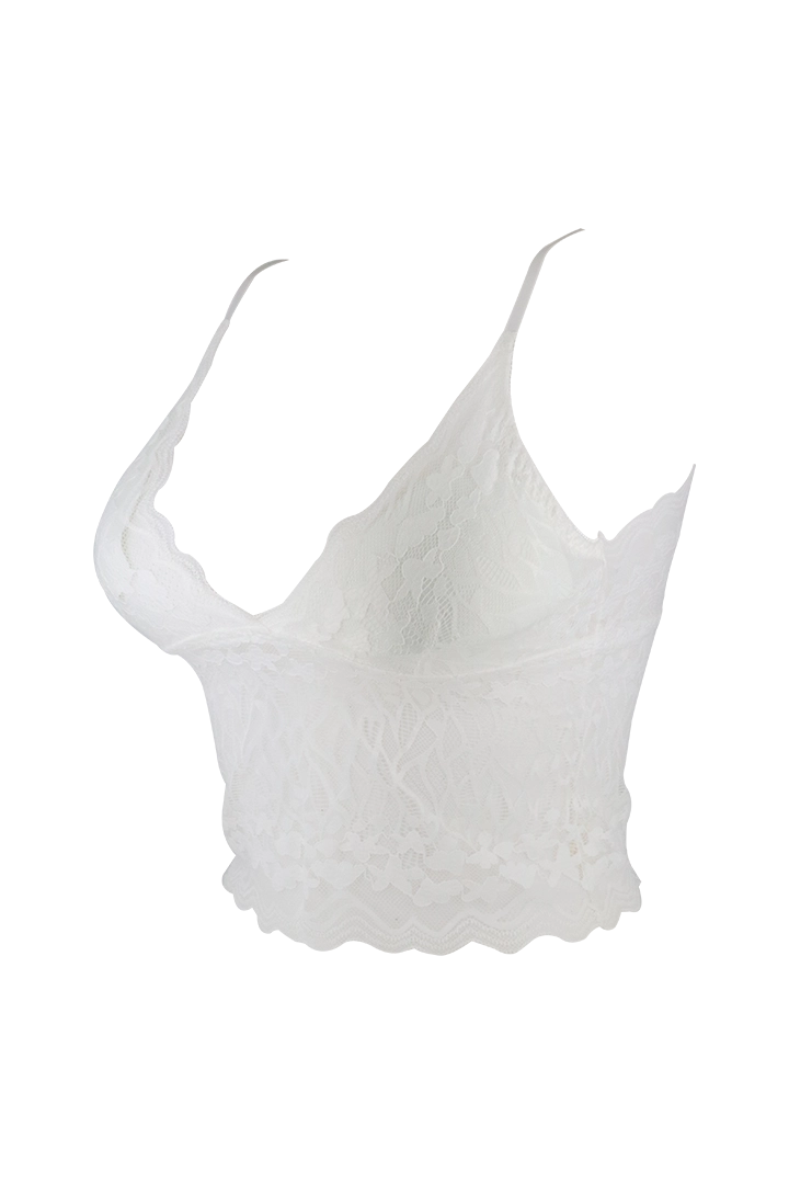 Cross Back Lace Camisole White Top