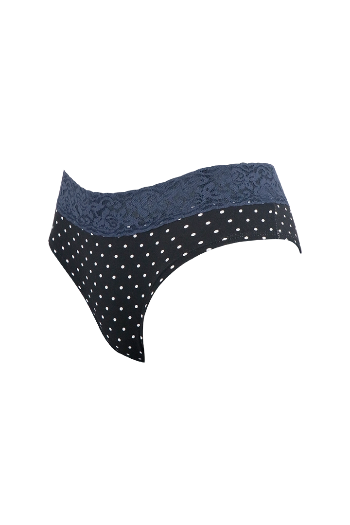 Women Polka Dot with Blue Lace Panty