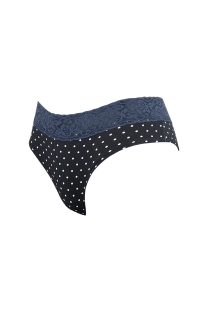 Women Polka Dot with Blue Lace Panty