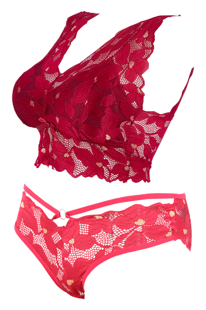 Women Floral Print With Net Lingerie Set