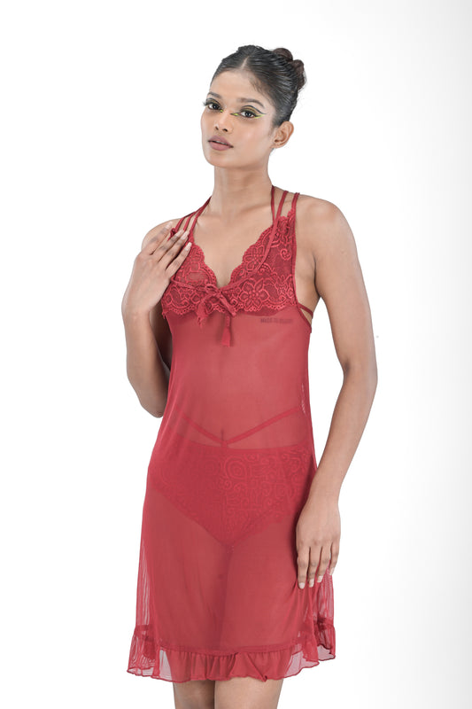 Women Fancy Net Nighty set