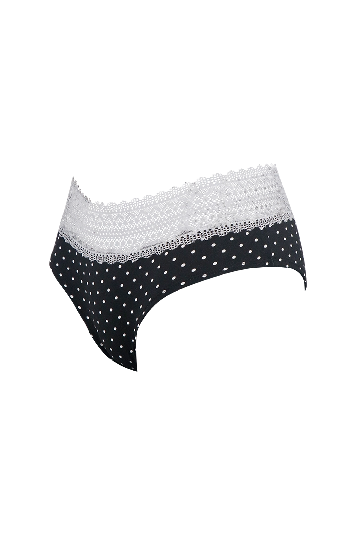 Women Polka Dot With White Lace Panty