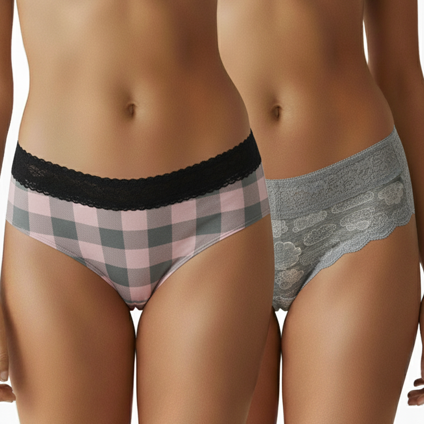plaid and floral patterned women's underwear