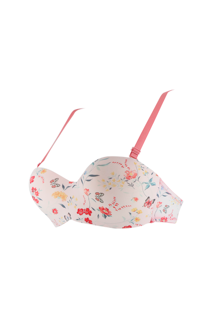 Beachwear Peach Flower Print Padded Bra