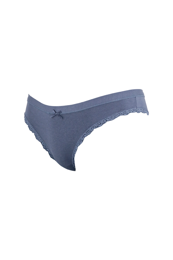 Women Cotton Blue Plain Low Rise Panty