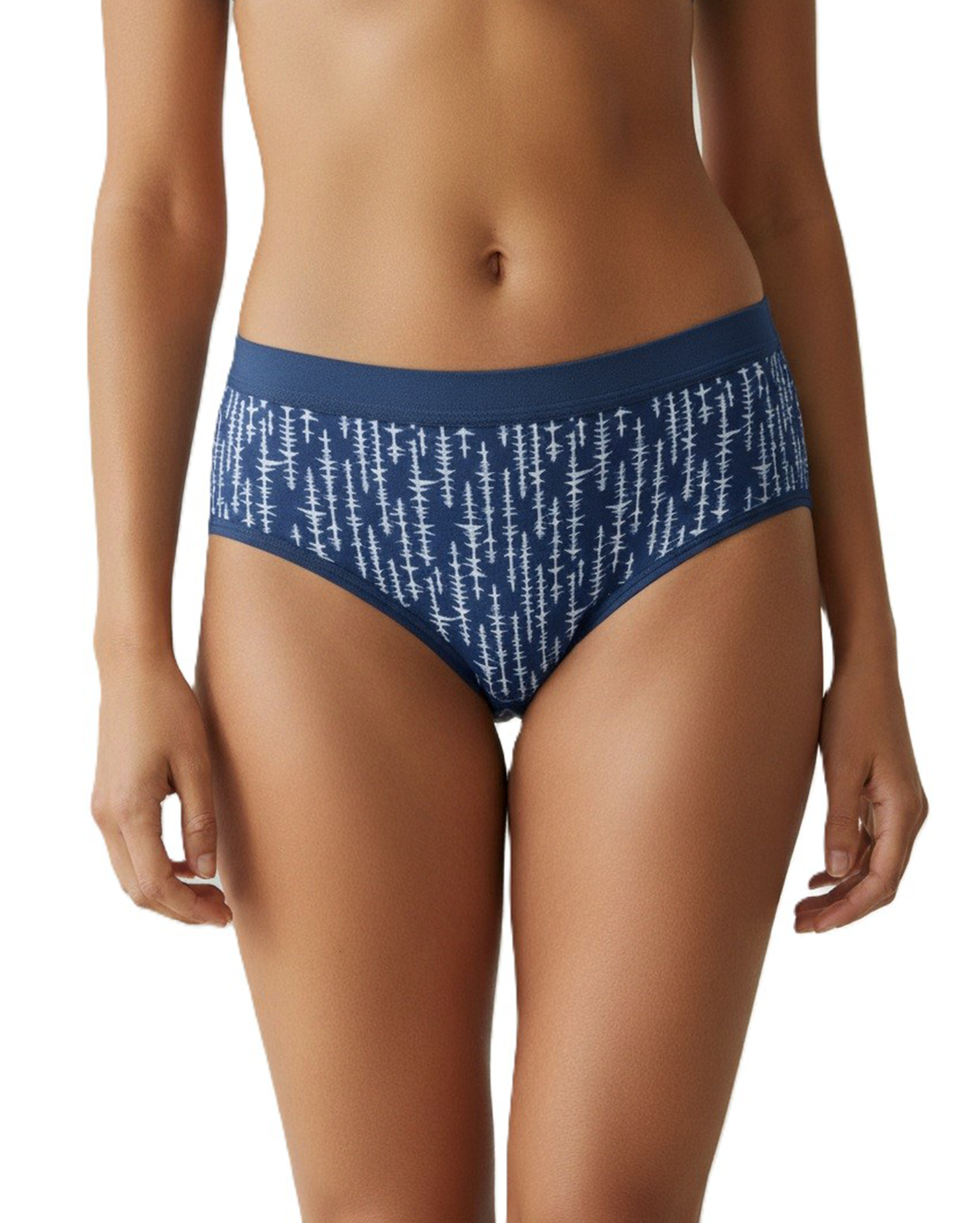 Pack of 2 Women’s Mid-Rise Lycra Panties – Blue & Green with White Lining Design