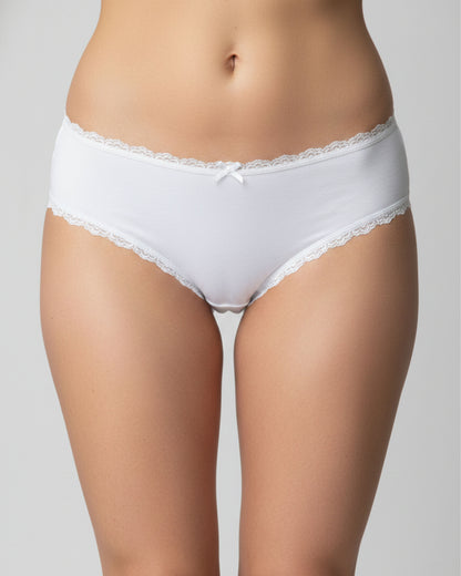 Sheluxe Pack of 2 Cotton Briefs for Women Mid Rise White Pink Panty
