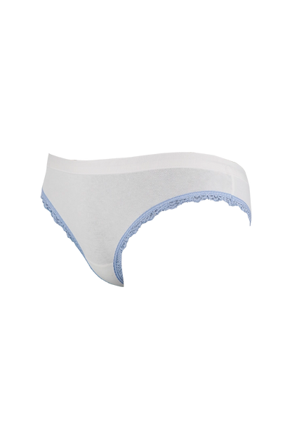 White Plain Blue Lace Cotton Panty