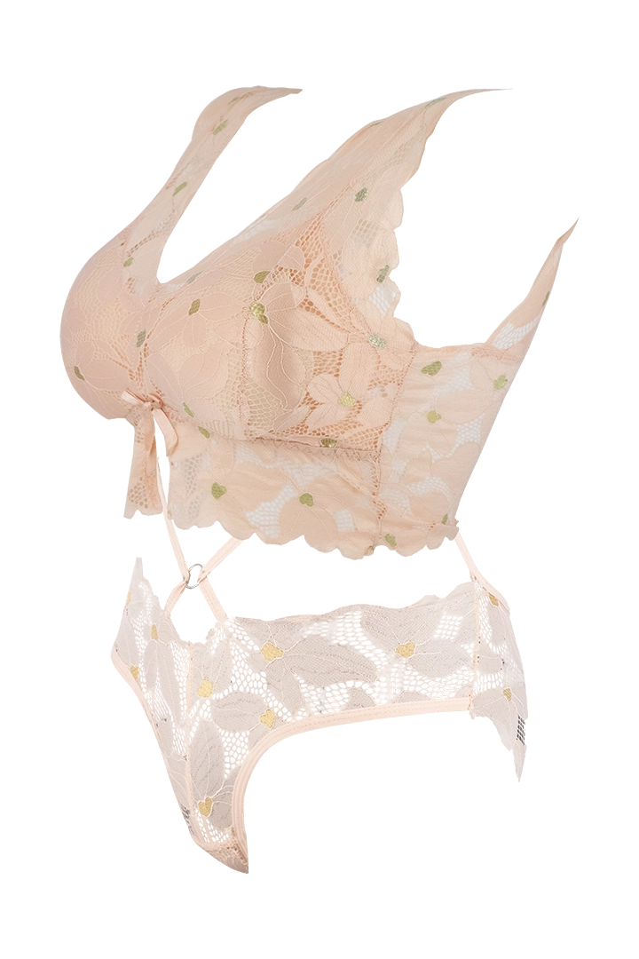 Women Floral Print With Net Lingerie Set