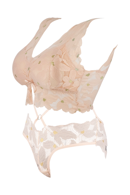 Women Floral Print With Net Lingerie Set