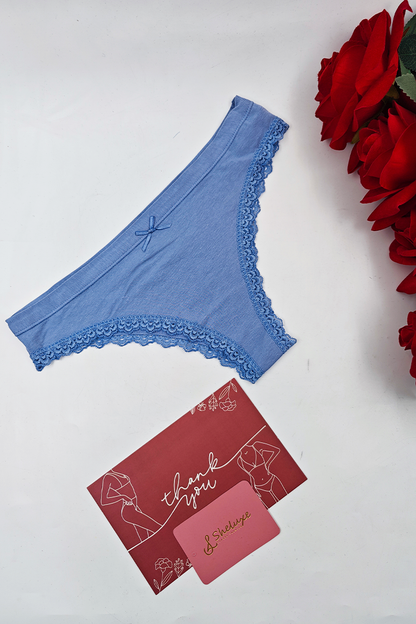 Women Polyester Blue With Lace Panty