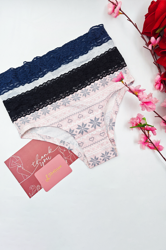 Women Flower Print With Lace Panty